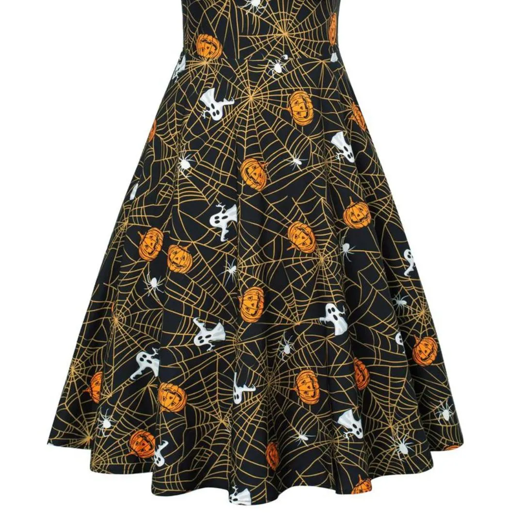 Festliches A-Linien-Kleid mit Halloween-Motiven
