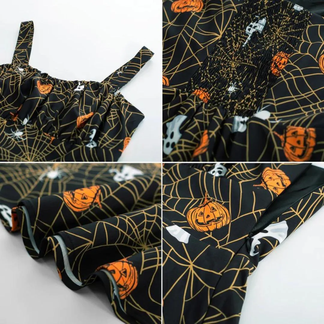 Festliches A-Linien-Kleid mit Halloween-Motiven