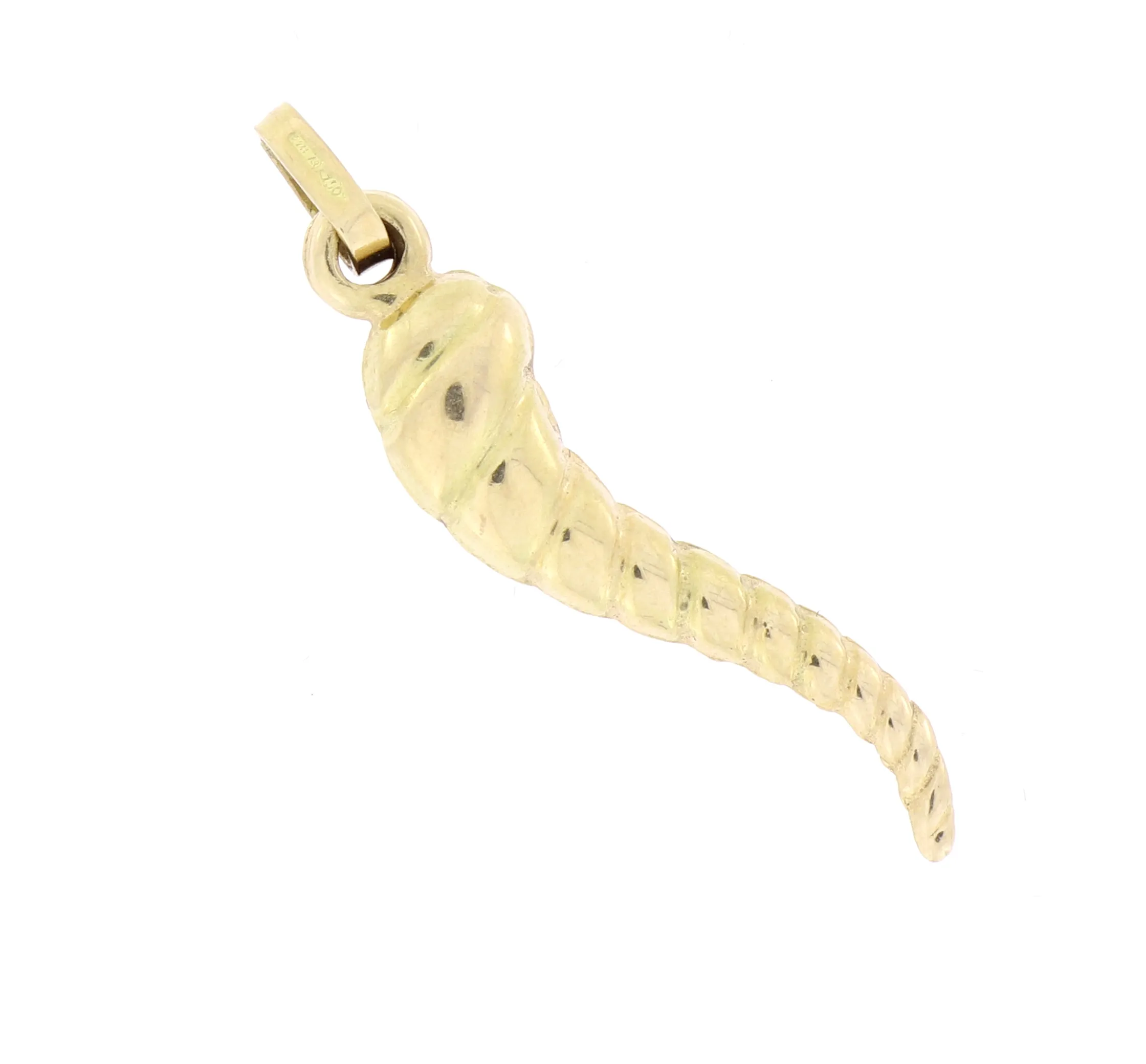 Goldanhänger Italienisches Horn Schnecke Glücksbringer 750er 18K Gold L: 32 mm
