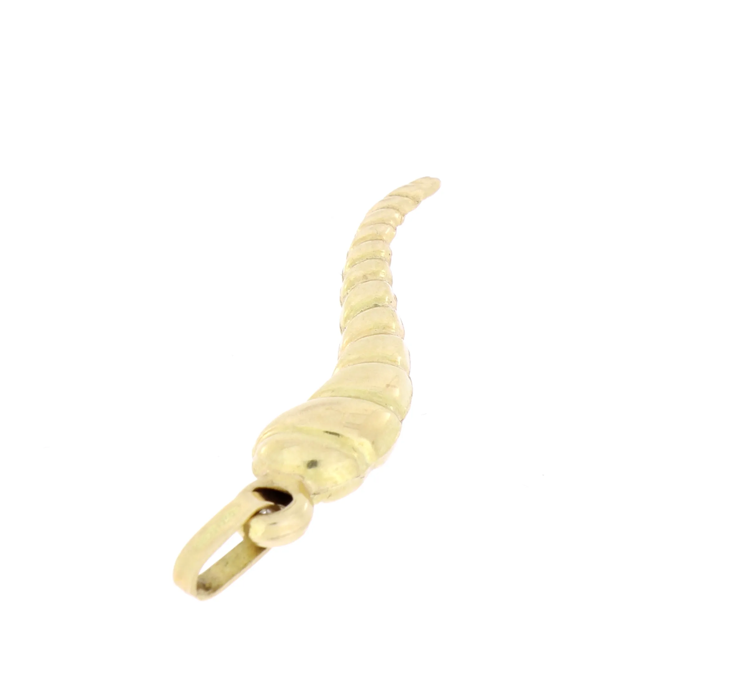Goldanhänger Italienisches Horn Schnecke Glücksbringer 750er 18K Gold L: 32 mm