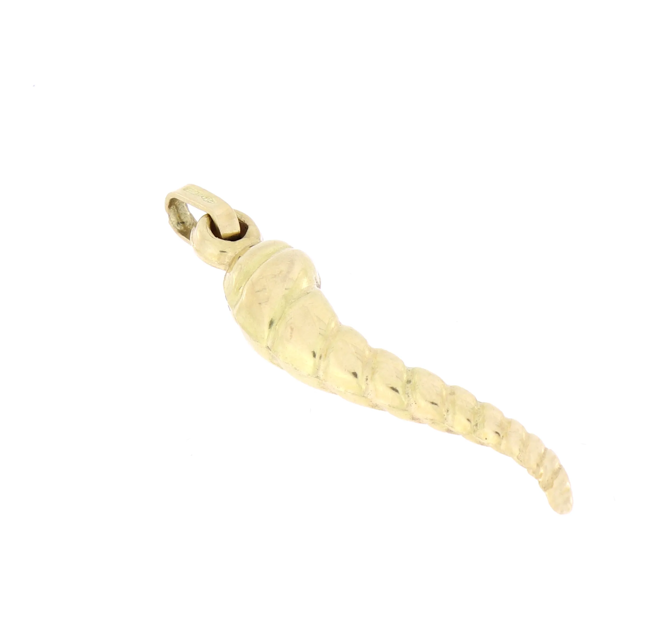 Goldanhänger Italienisches Horn Schnecke Glücksbringer 750er 18K Gold L: 32 mm